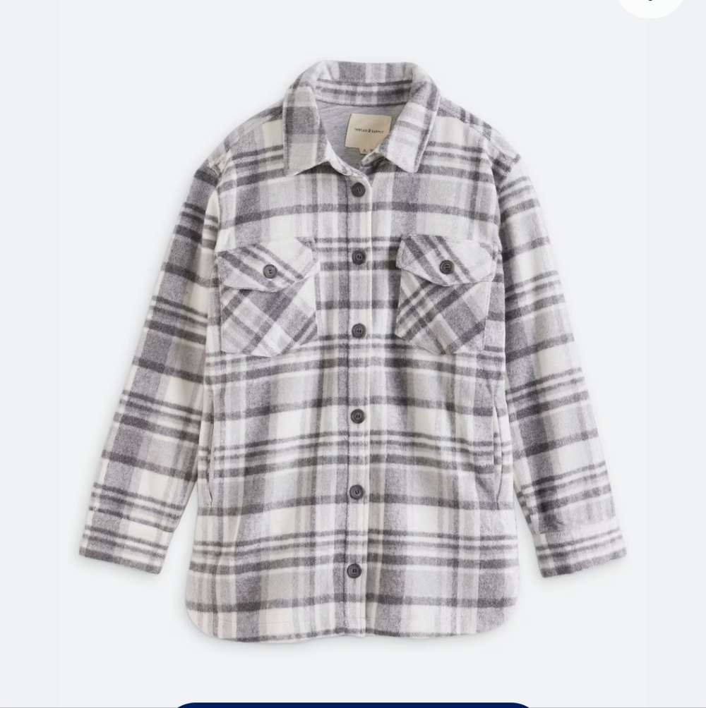 Plaid Millie Shacket in Gray and White
